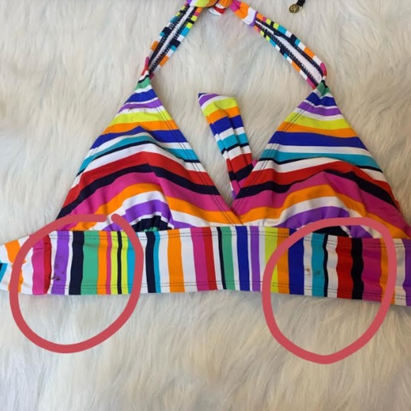 NEW Anne Cole Stripe Banded Halter Bra Bikini Top - Picture 2 of 3